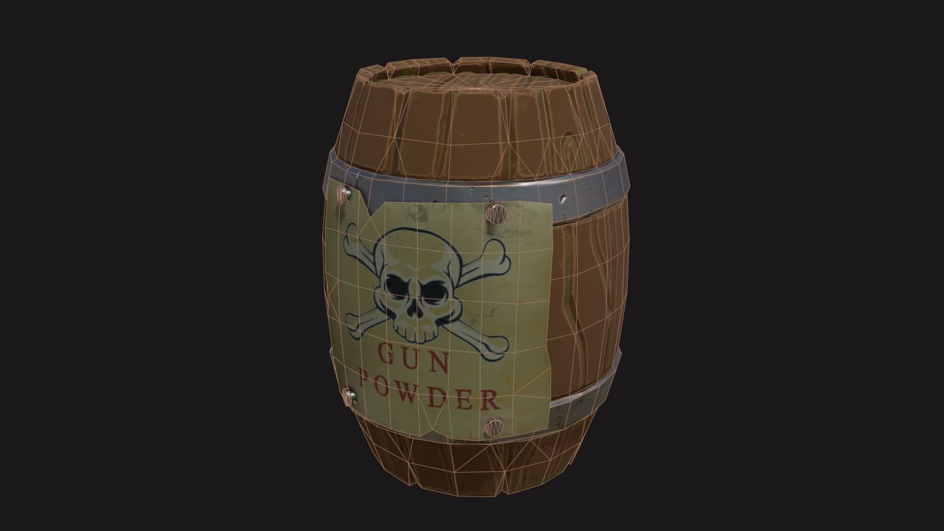 Gunpowder Barrel Low-poly 3D model_6