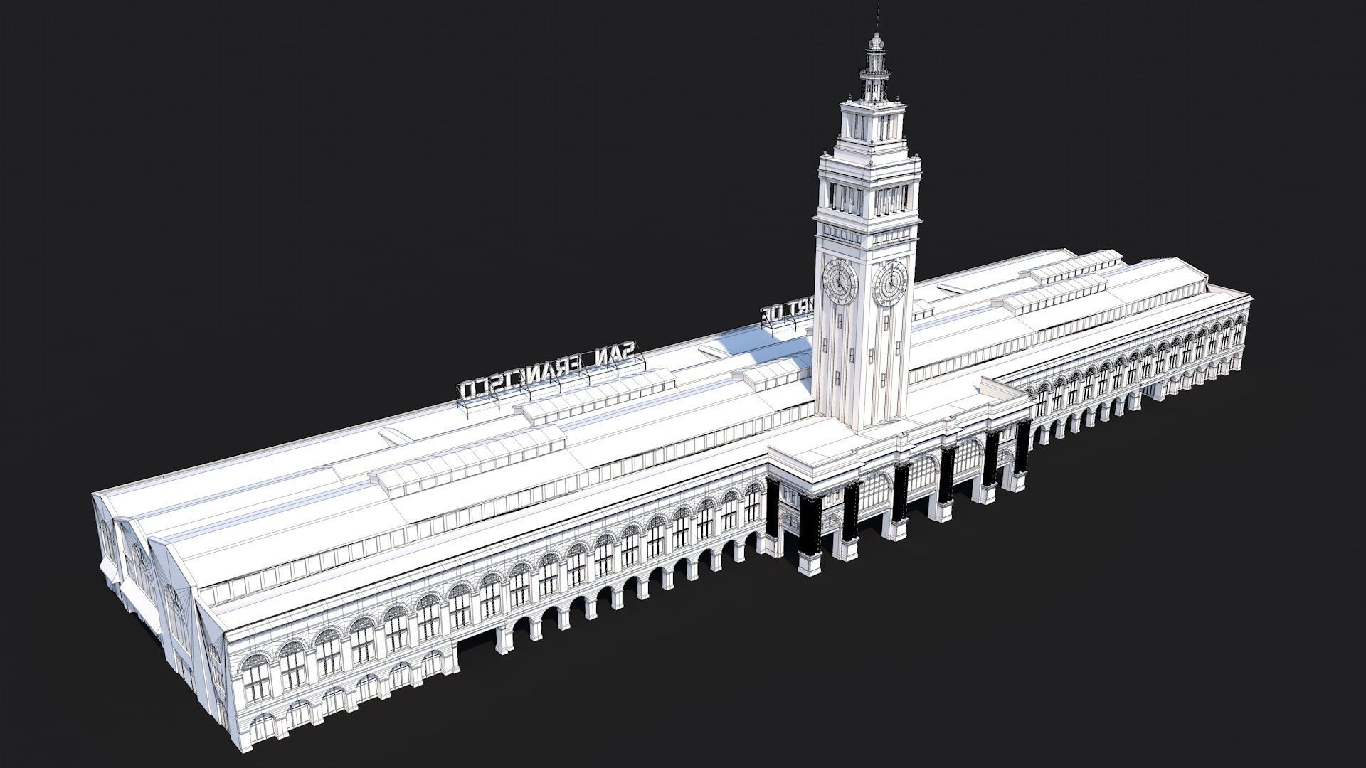 Ferry Building San Francisco  Low-poly 3D model_1