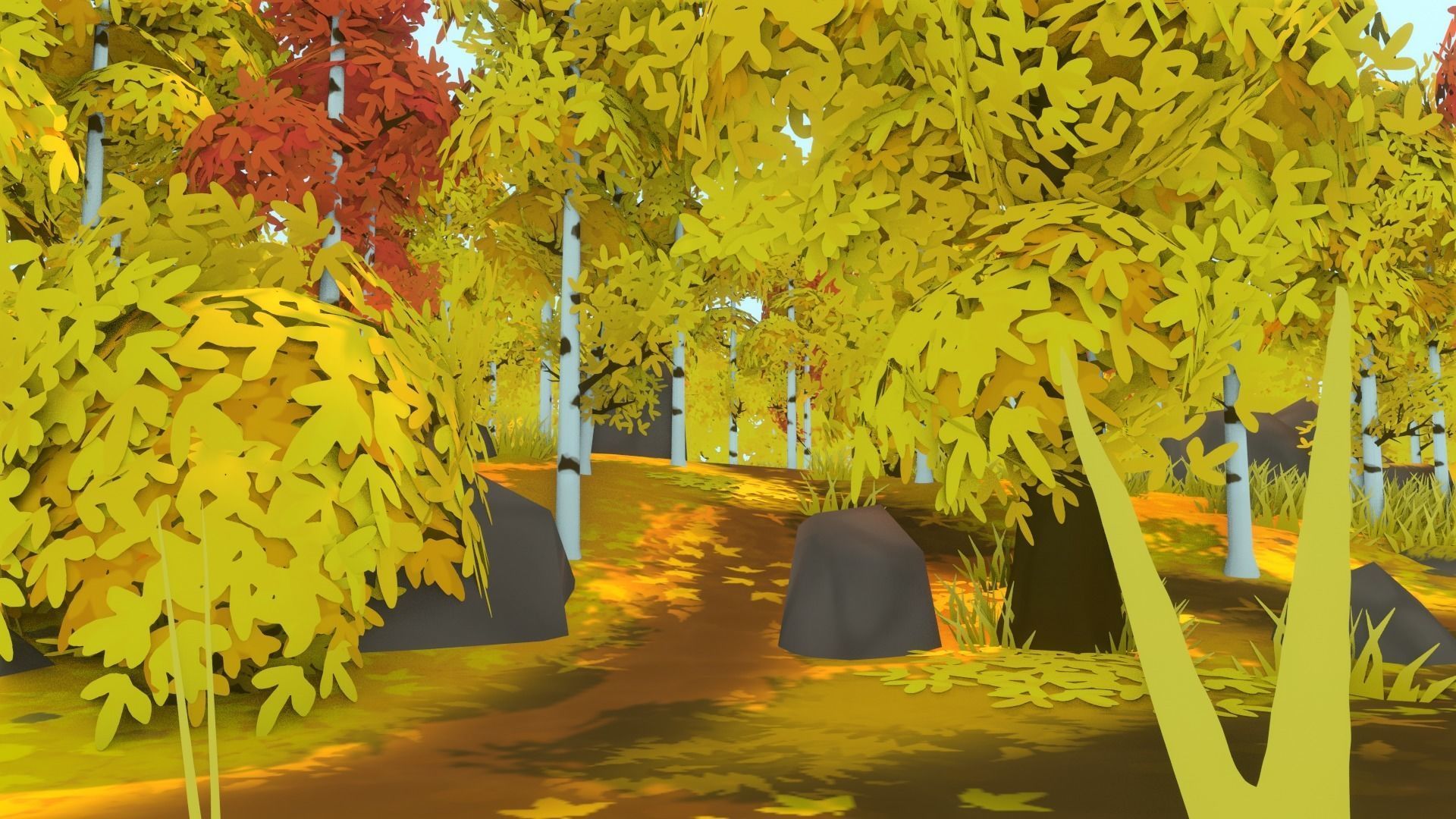 Autumn Forest - Hand Painted Low-poly 3D model_5