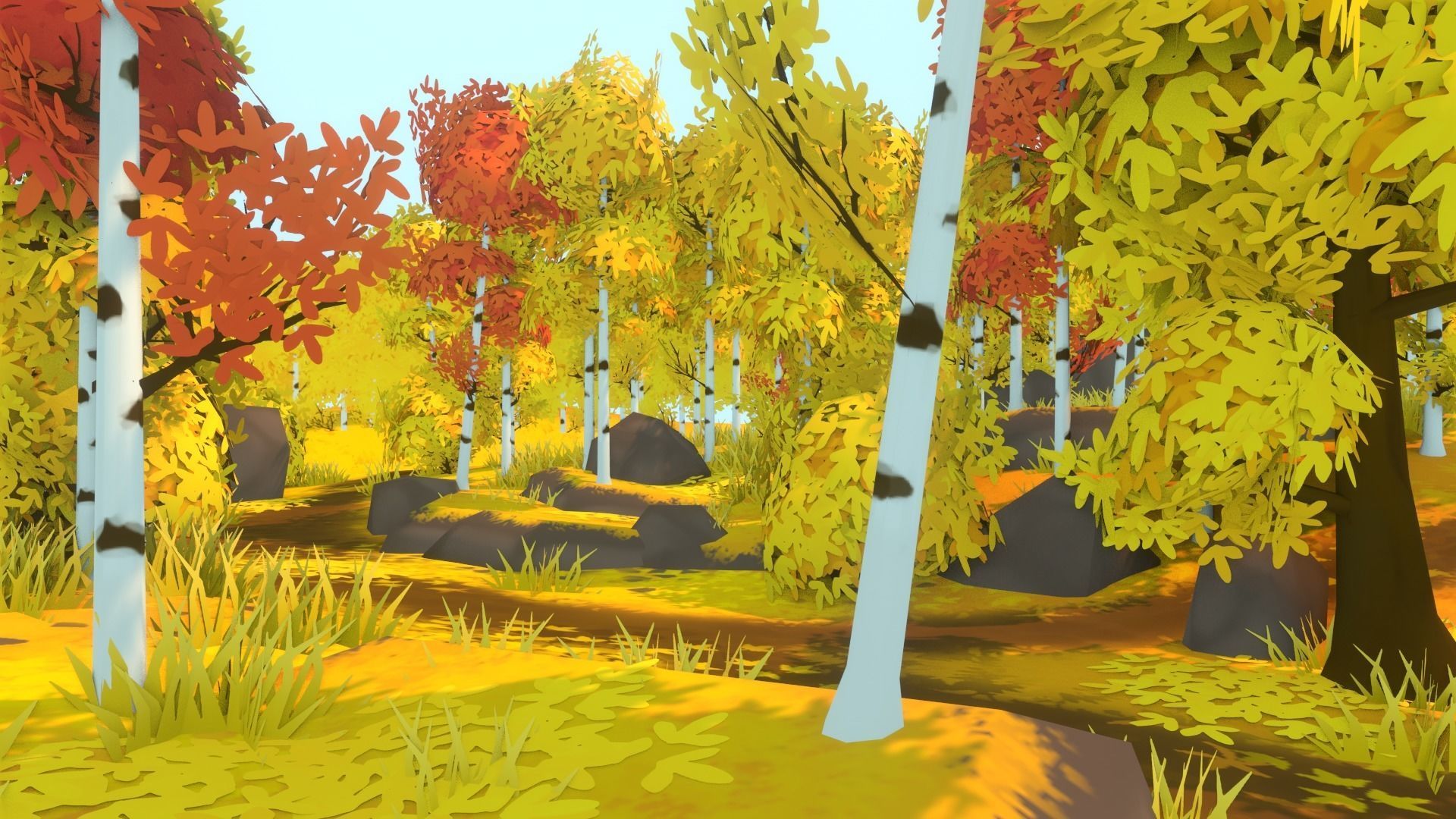 Autumn Forest - Hand Painted Low-poly 3D model_4
