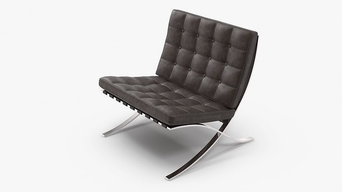 Barcelona Chair Low-poly 3D model 4