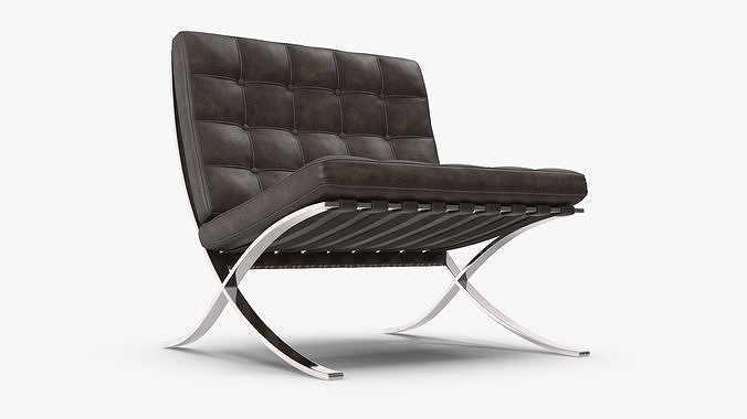 Barcelona Chair Low-poly 3D model 5