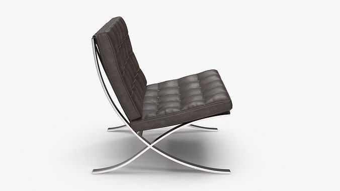 Barcelona Chair Low-poly 3D model 7
