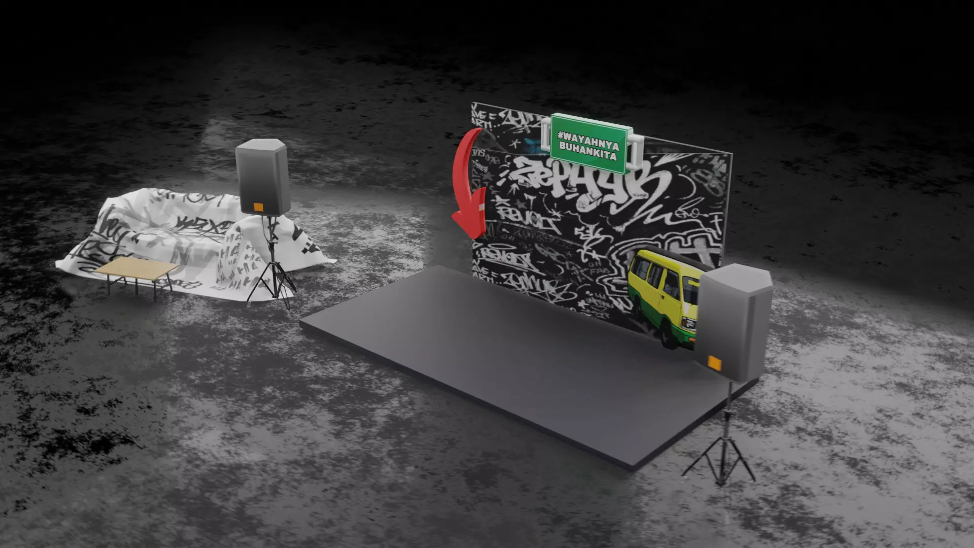 Mini Stage Set Free low-poly 3D model