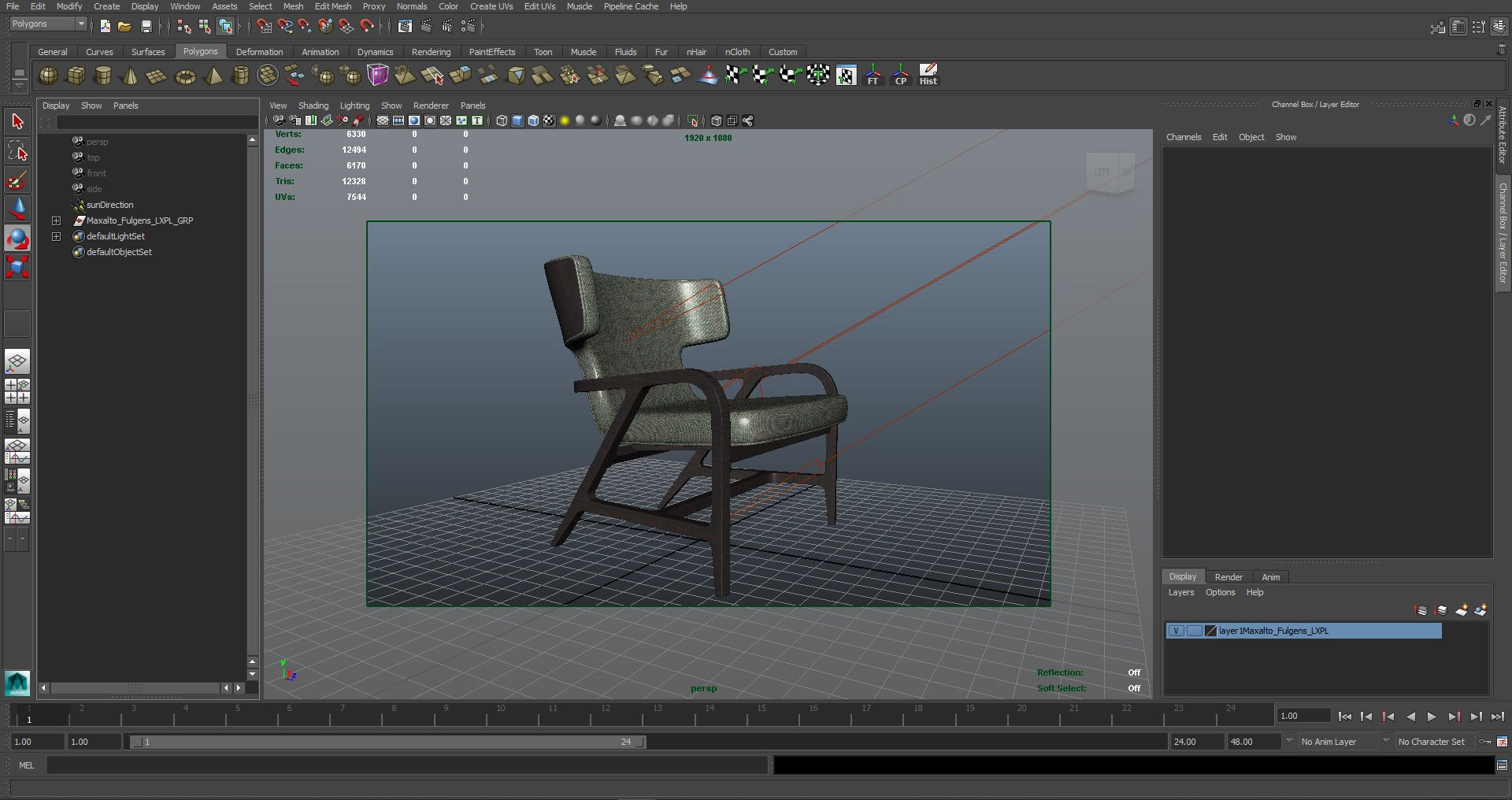 Maxalto Fulgens LXPL chair Low-poly 3D model_23