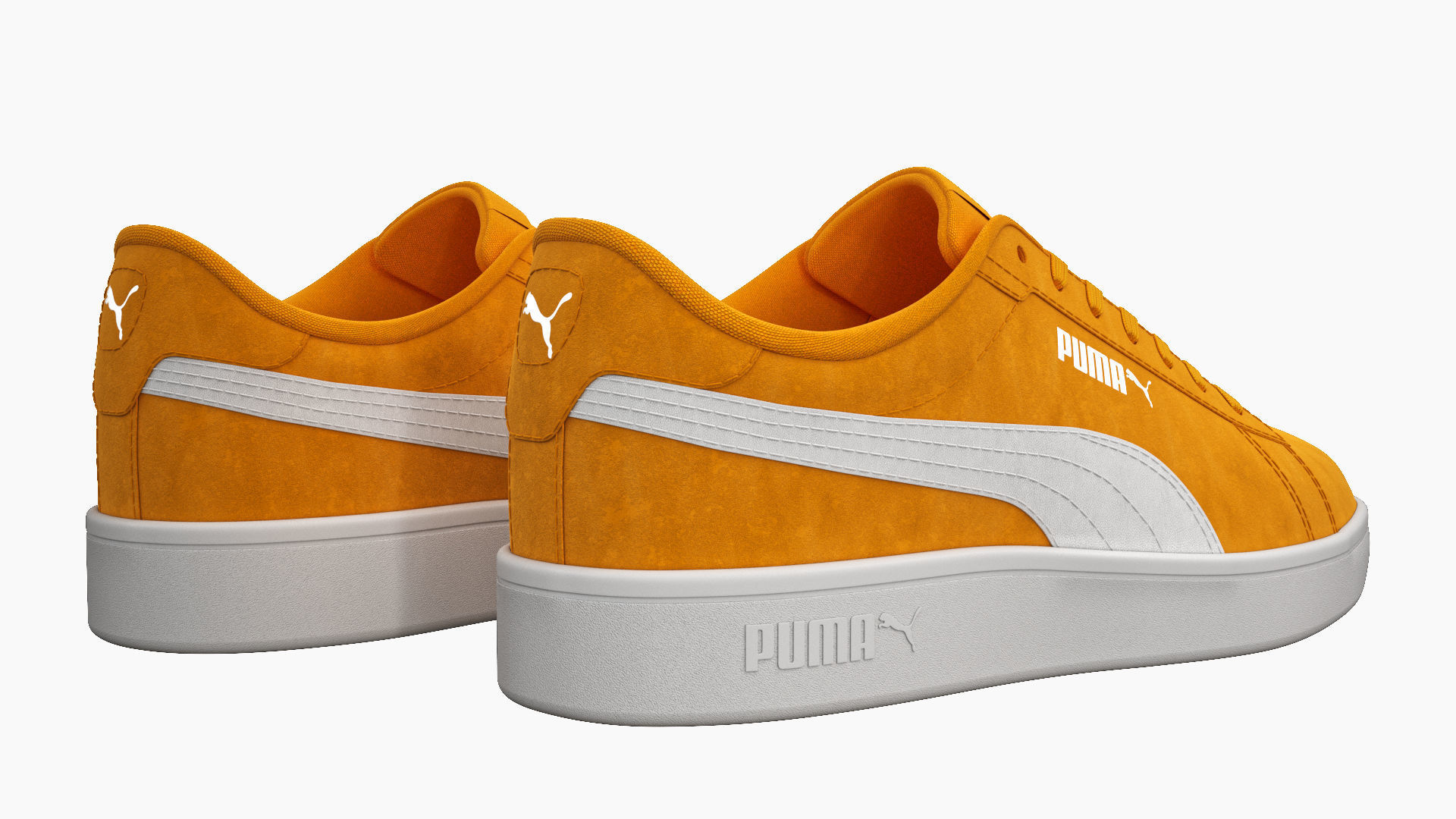 Puma Smash 3 Orange Suede Sneakers 3D model_5