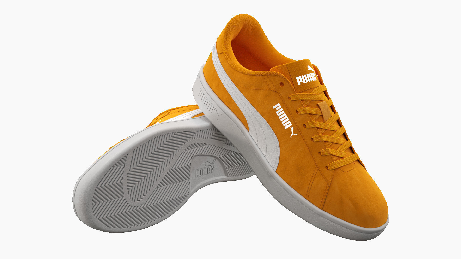 Puma Smash 3 Orange Suede Sneakers 3D model_1