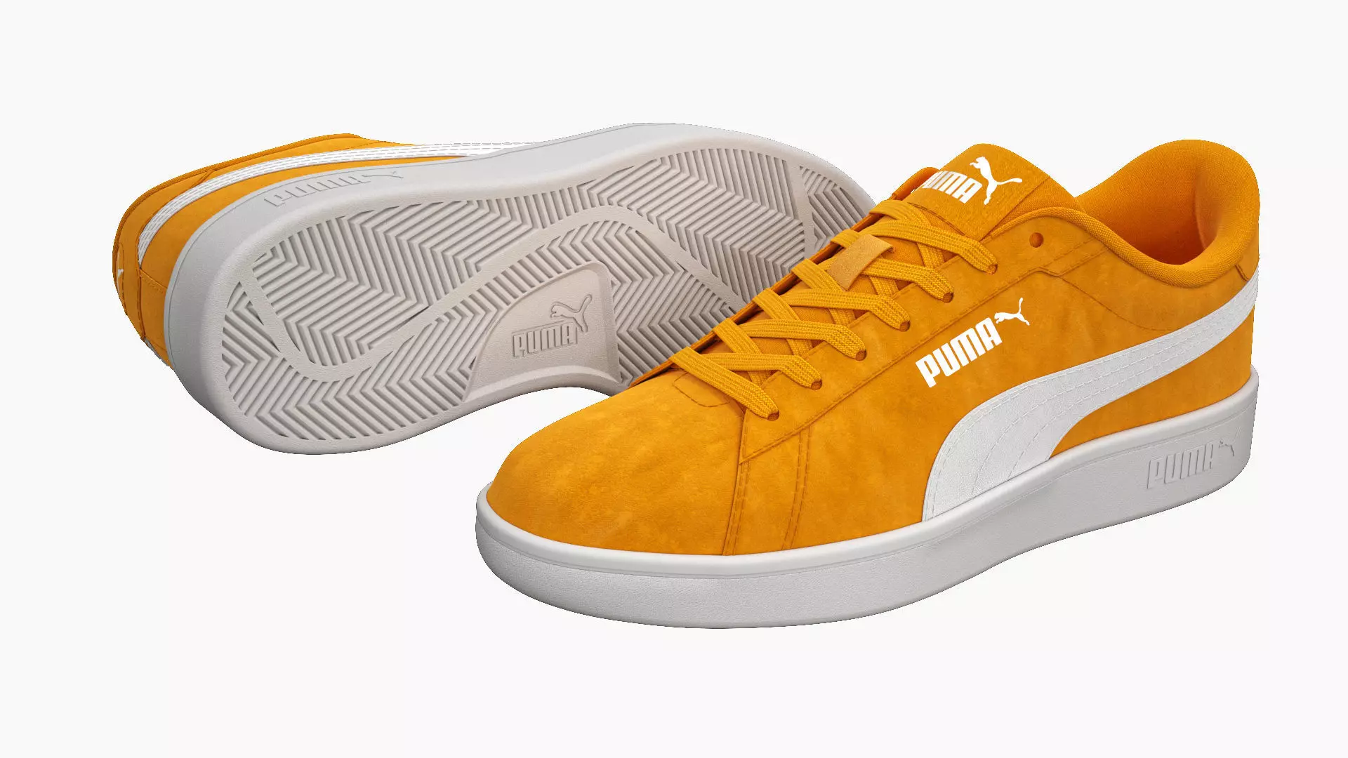 Puma Smash 3 Orange Suede Sneakers 3D model_0