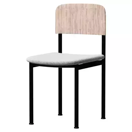 Plan 3413 Dining Chair - Black Steel Fabric 1 Re-Wool 128