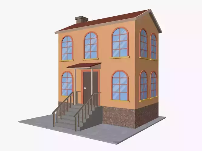Cartoon House 1 Low-poly 3D model