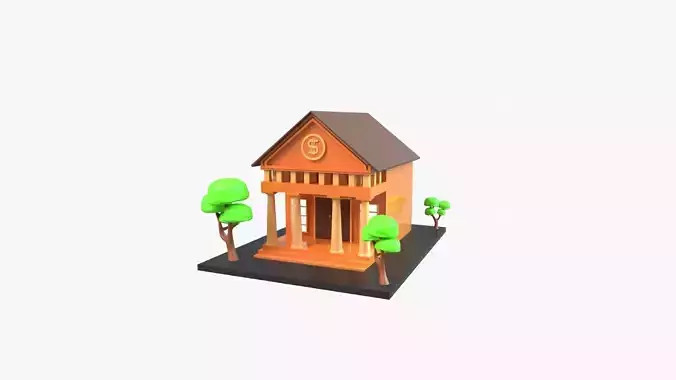 Bank Building 3D Illustration