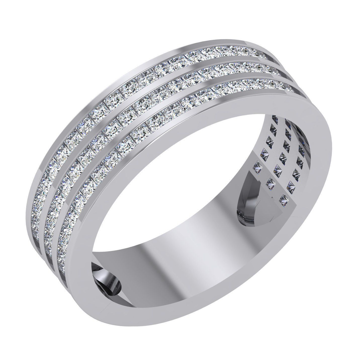 Band design engagement diamond ring for women 3D model 3D print model_1