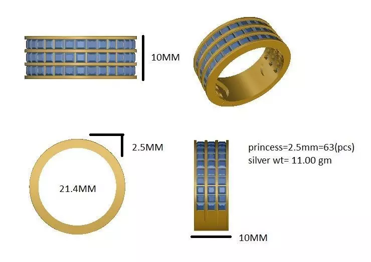 Band design engagement diamond ring for women 3D model 3D print model_0