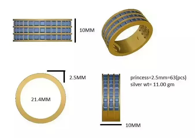 Band design engagement diamond ring for women 3D model 3D print model