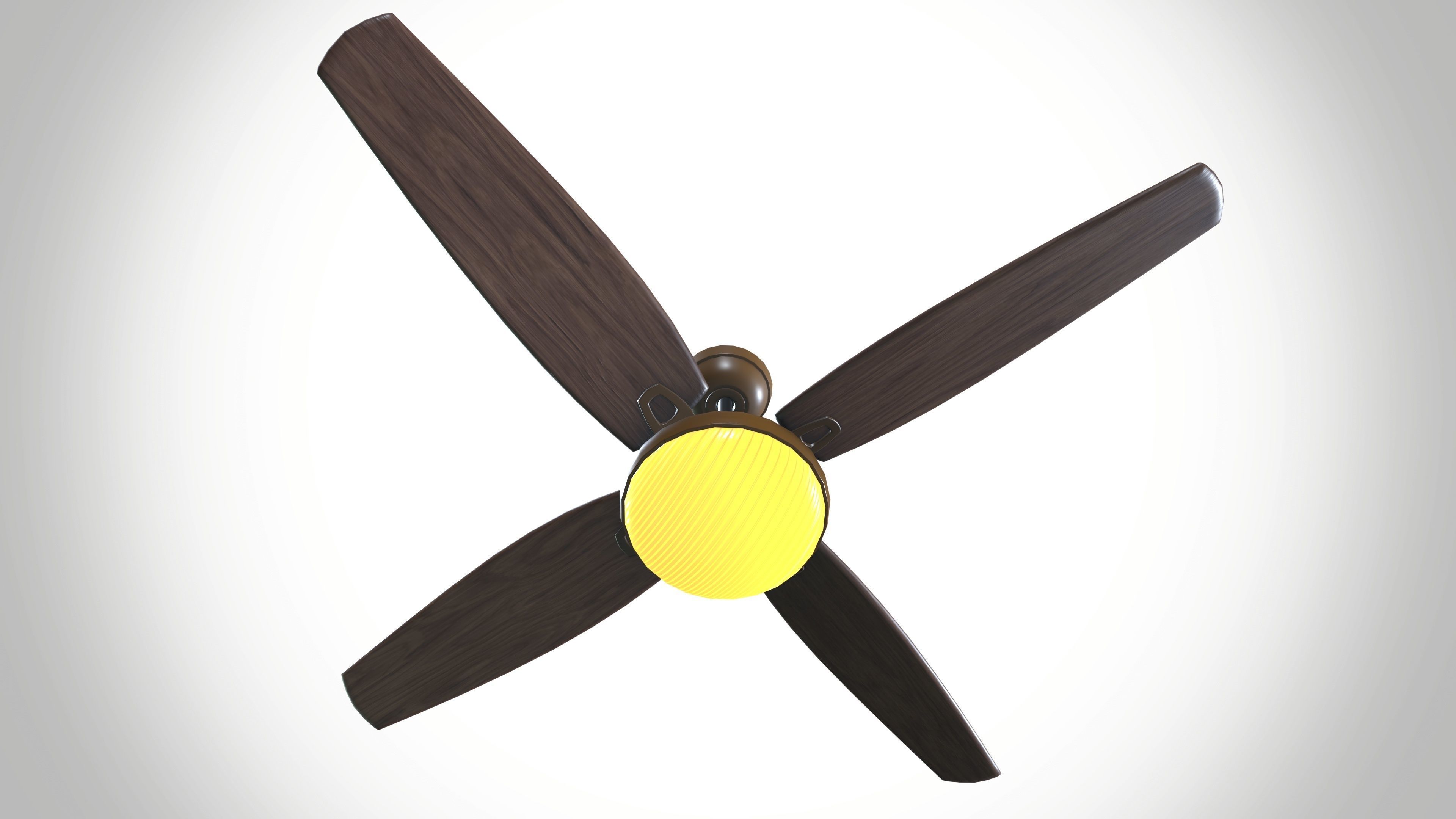 Wooden Ceiling Fan 3D model_5