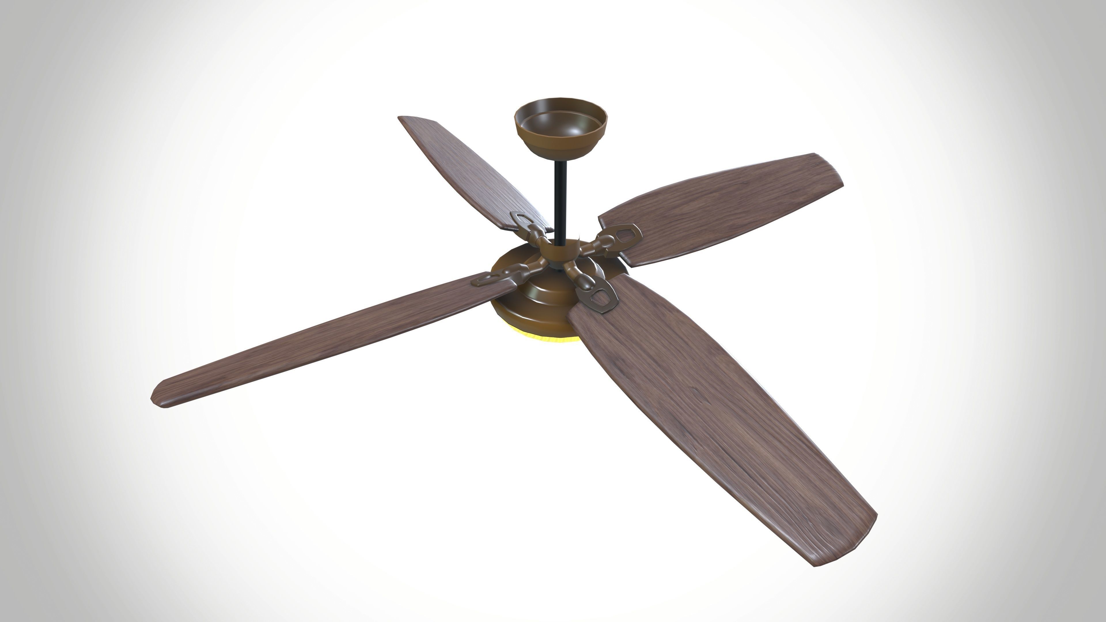Wooden Ceiling Fan 3D model_2