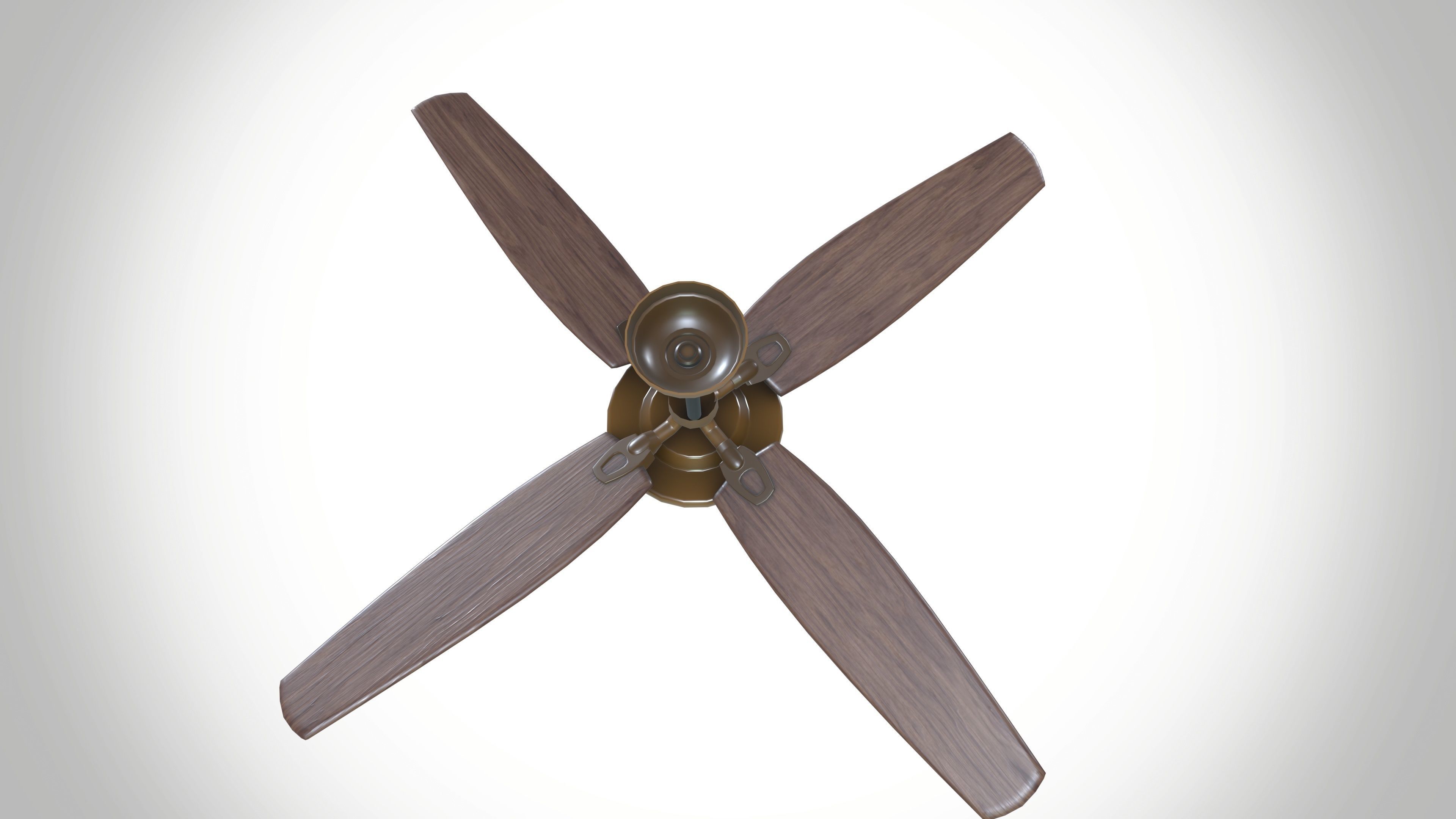 Wooden Ceiling Fan 3D model_4