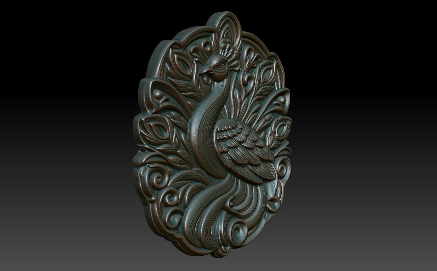 Peacock Basrelief 240605 3D print model_2