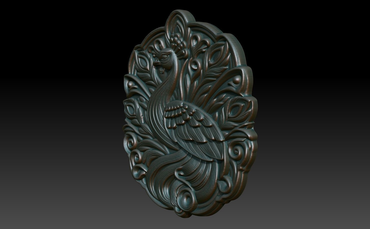 Peacock Basrelief 240605 3D print model_1