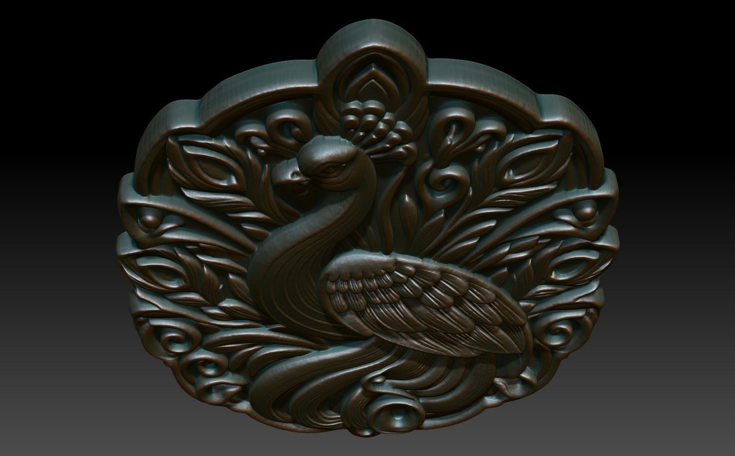 Peacock Basrelief 240605 3D print model_3