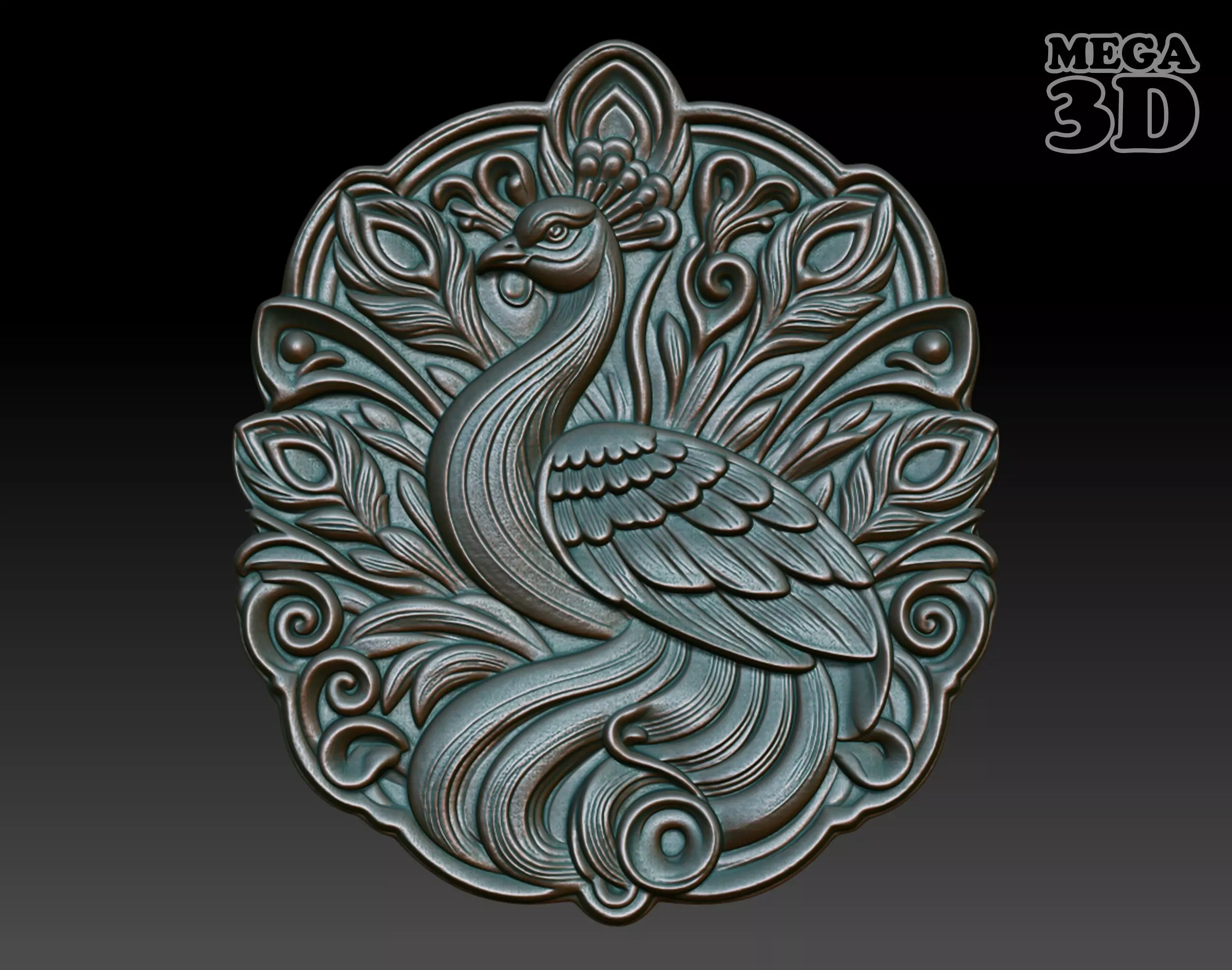 Peacock Basrelief 240605 3D print model_0