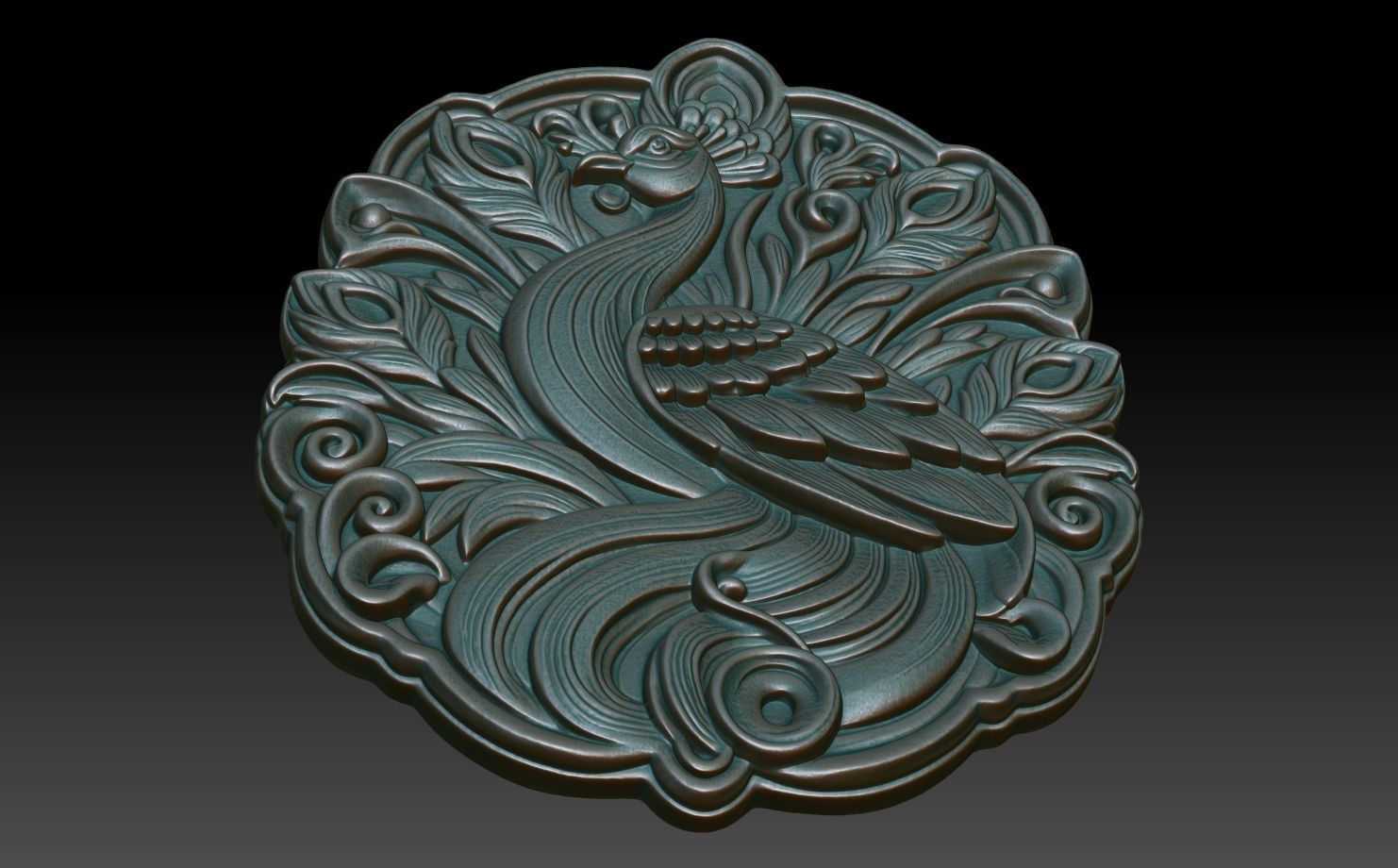 Peacock Basrelief 240605 3D print model_4