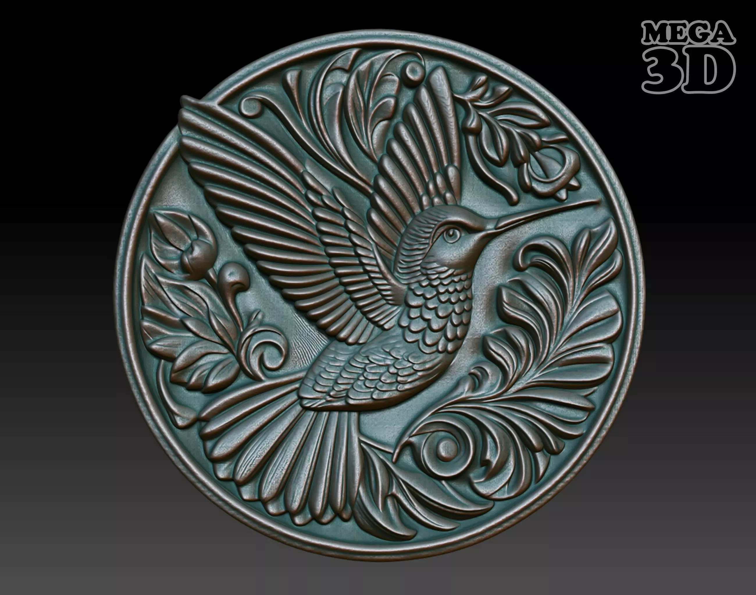 Hummingbird Basrelief 240605 3D print model_0