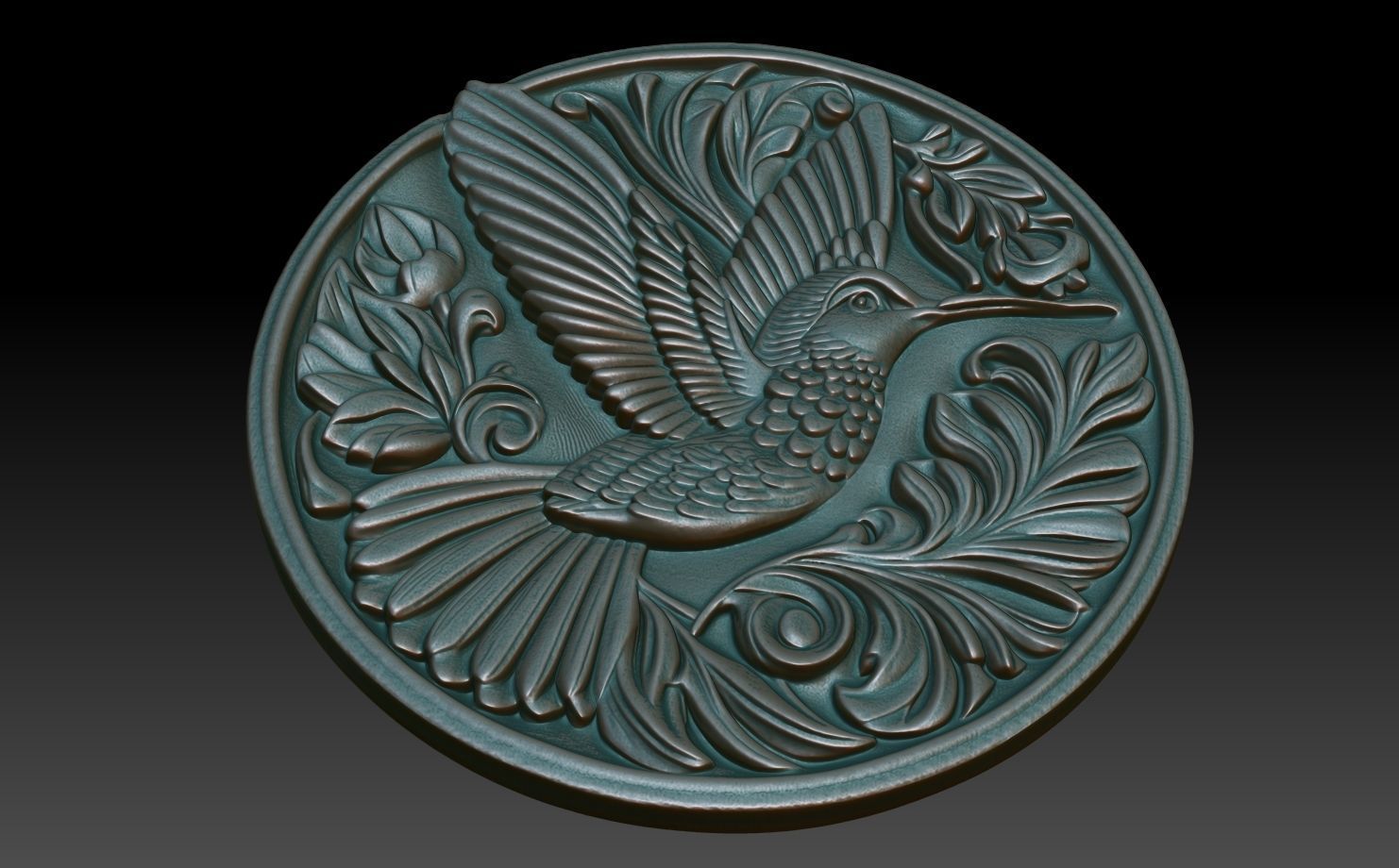 Hummingbird Basrelief 240605 3D print model_4