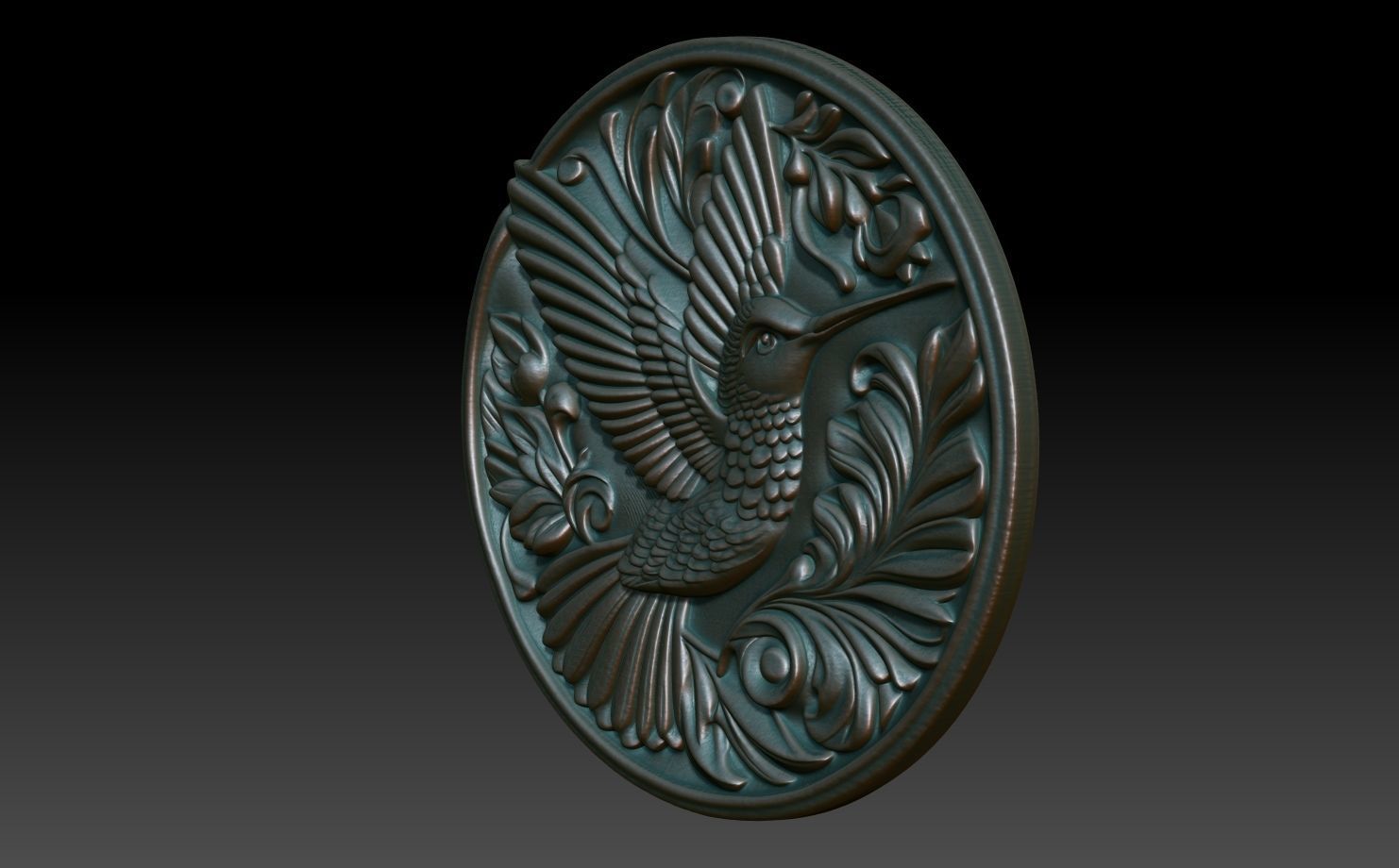 Hummingbird Basrelief 240605 3D print model_1