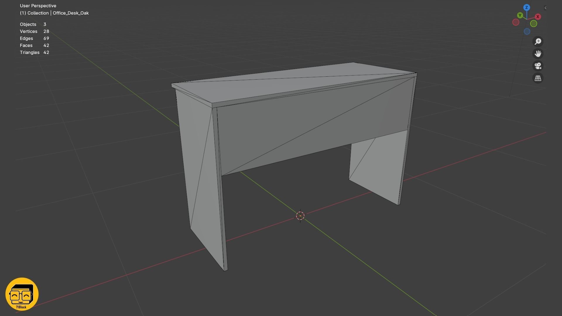 Office Desk with 2 different Materials Low-poly 3D model_3