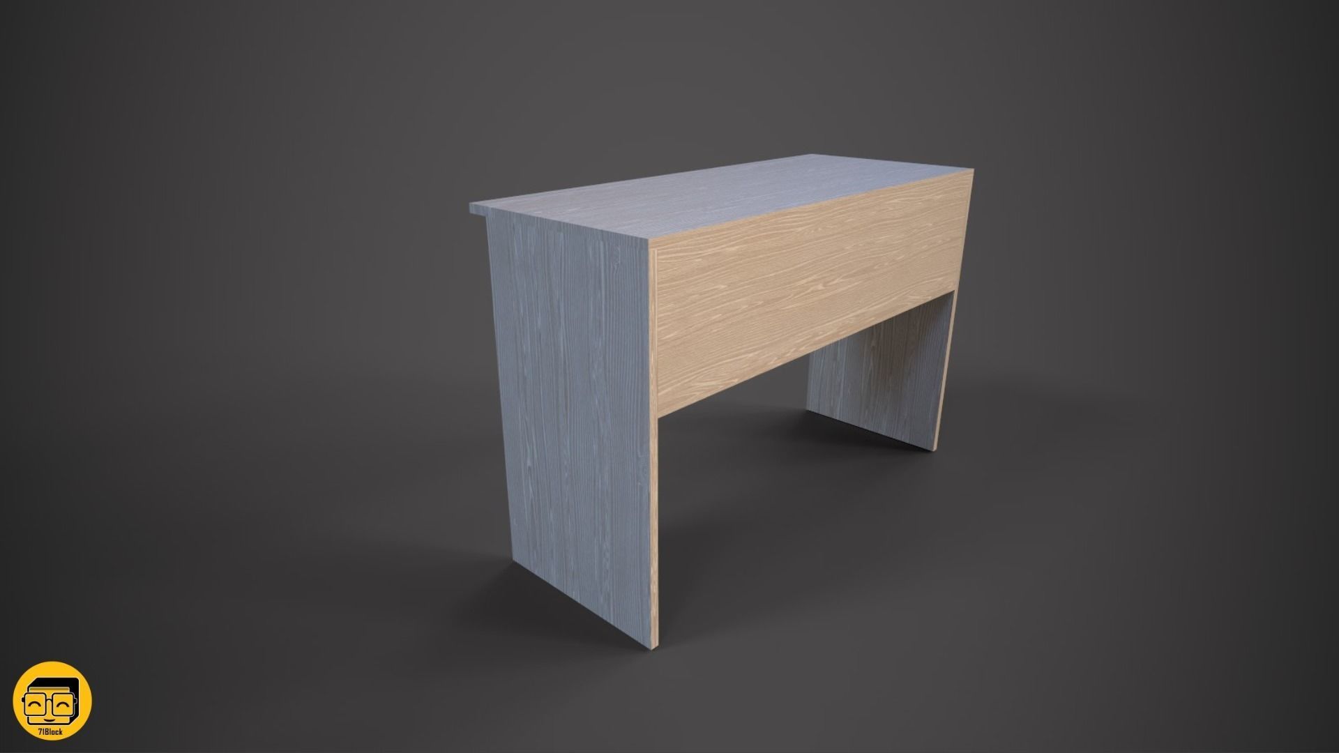 Office Desk with 2 different Materials Low-poly 3D model_2