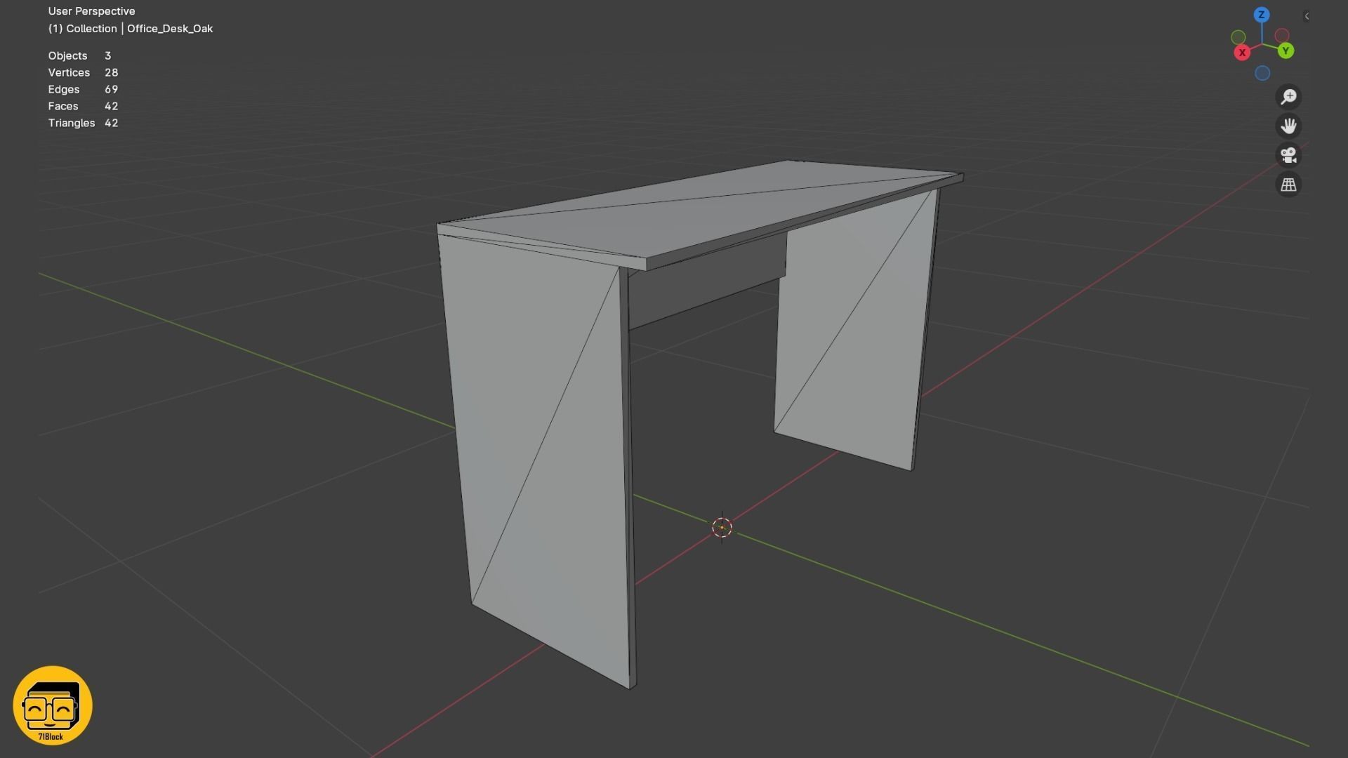 Office Desk with 2 different Materials Low-poly 3D model_4