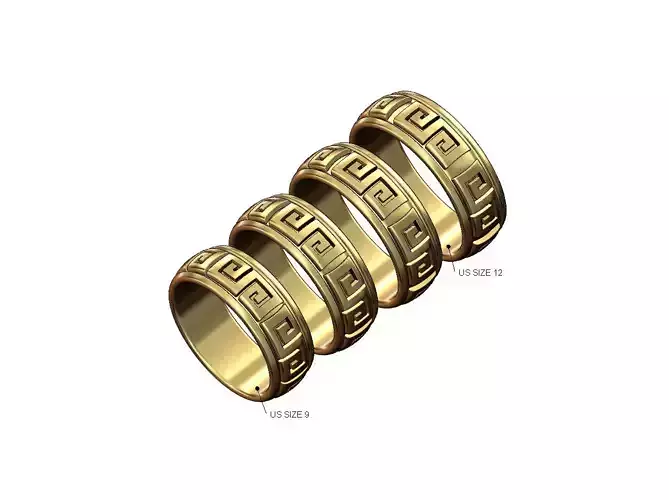 Chunky greek key scroll pattern band US sizes 9to12
