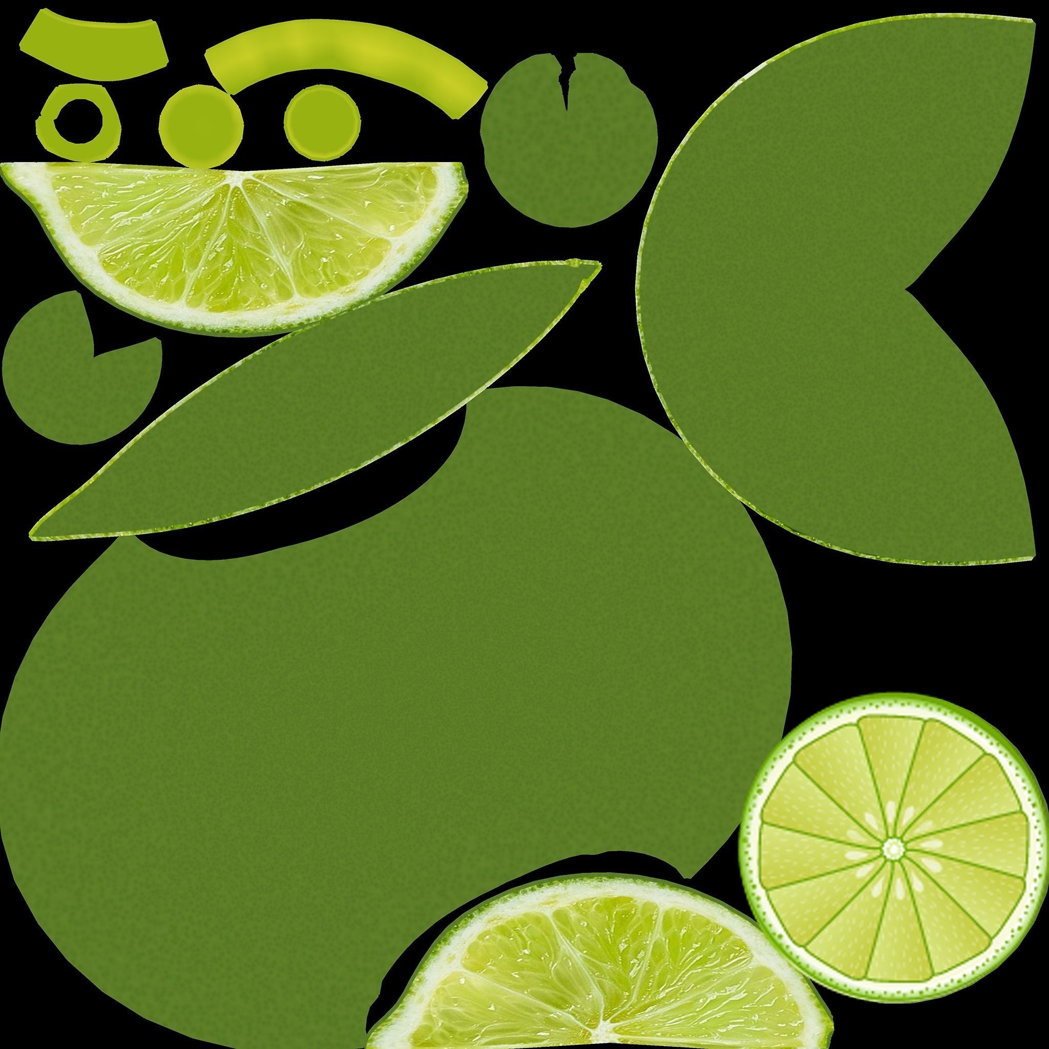 Lime Cartoon Low Poly Low-poly 3D model_5