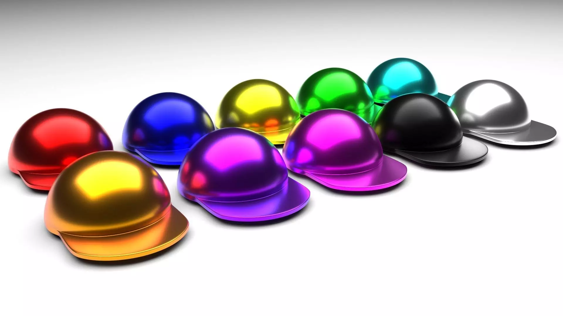 Colored Metal Lego Caps Set 3D model_0