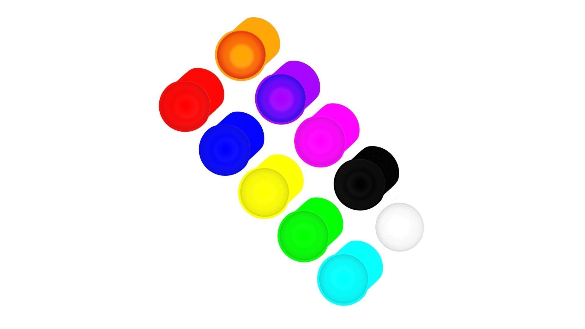 Colored Metal Lego Caps Set 3D model_13