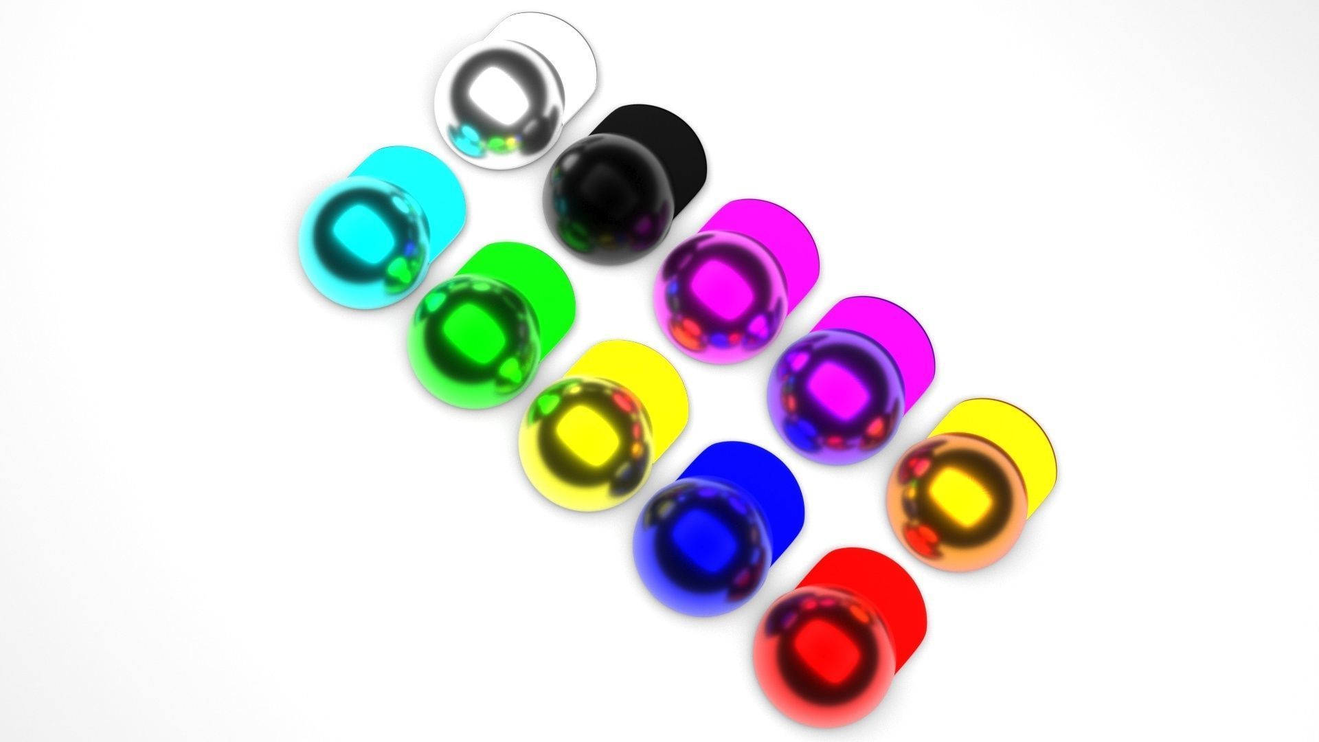 Colored Metal Lego Caps Set 3D model_3