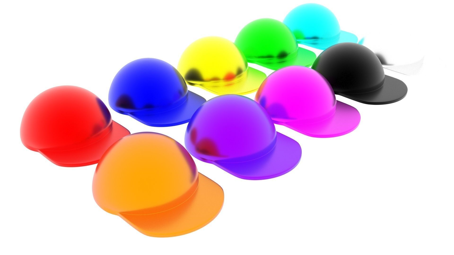 Colored Metal Lego Caps Set 3D model_14