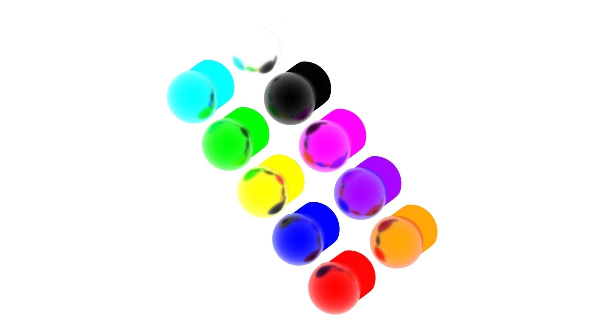 Colored Metal Lego Caps Set 3D model_12