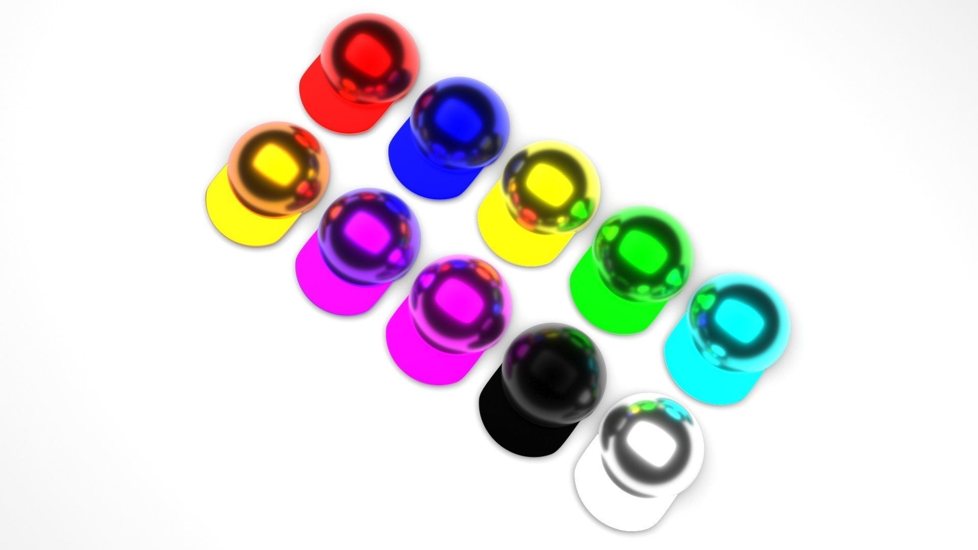 Colored Metal Lego Caps Set 3D model_1