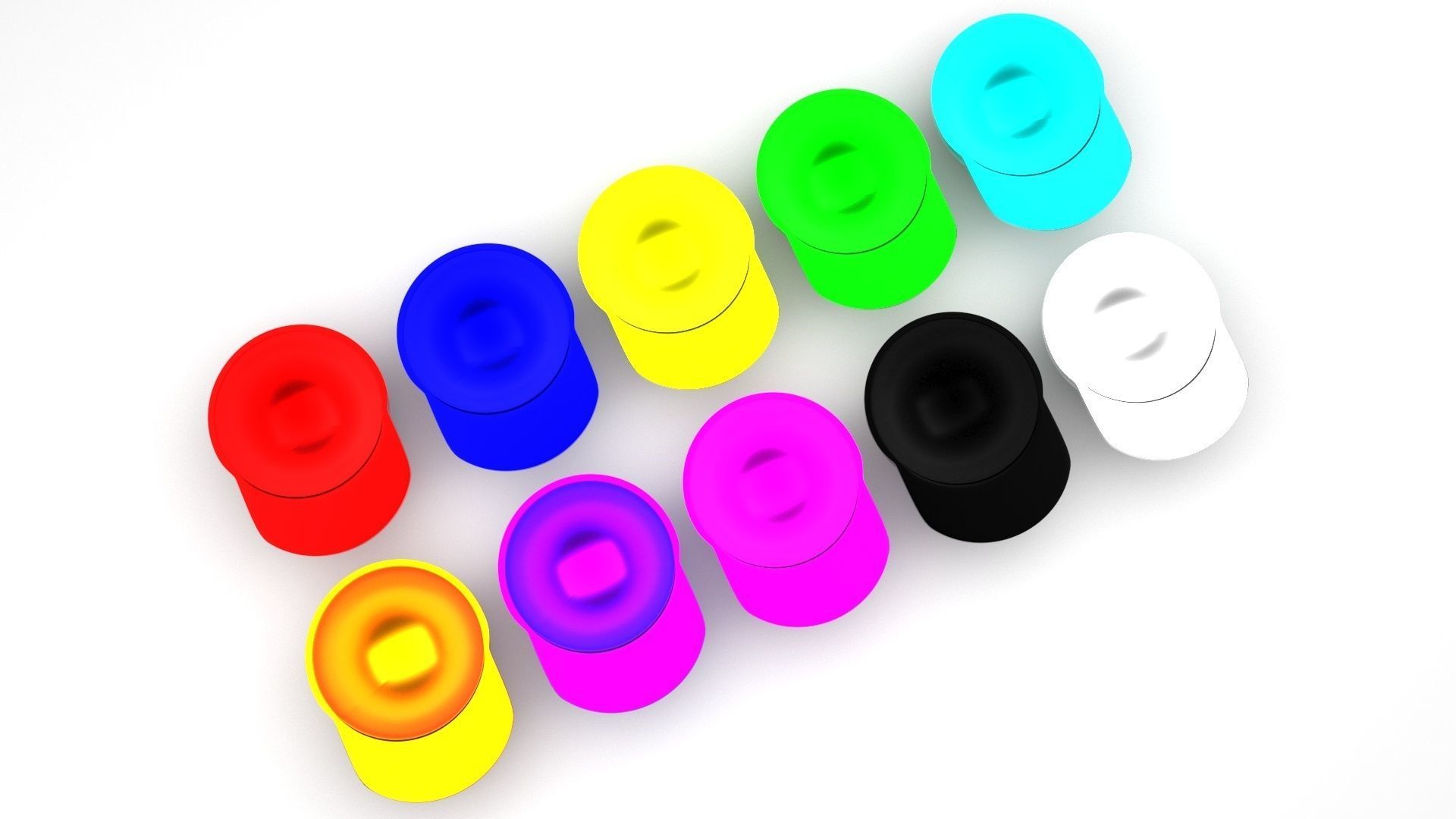 Colored Metal Lego Caps Set 3D model_5
