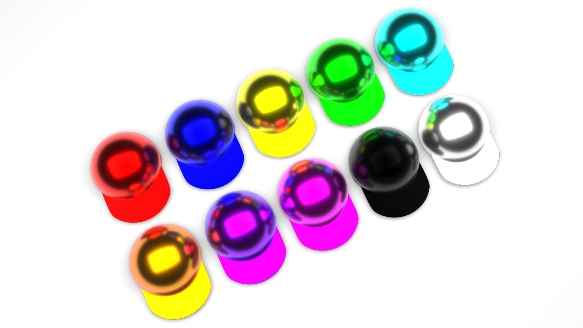 Colored Metal Lego Caps Set 3D model_4