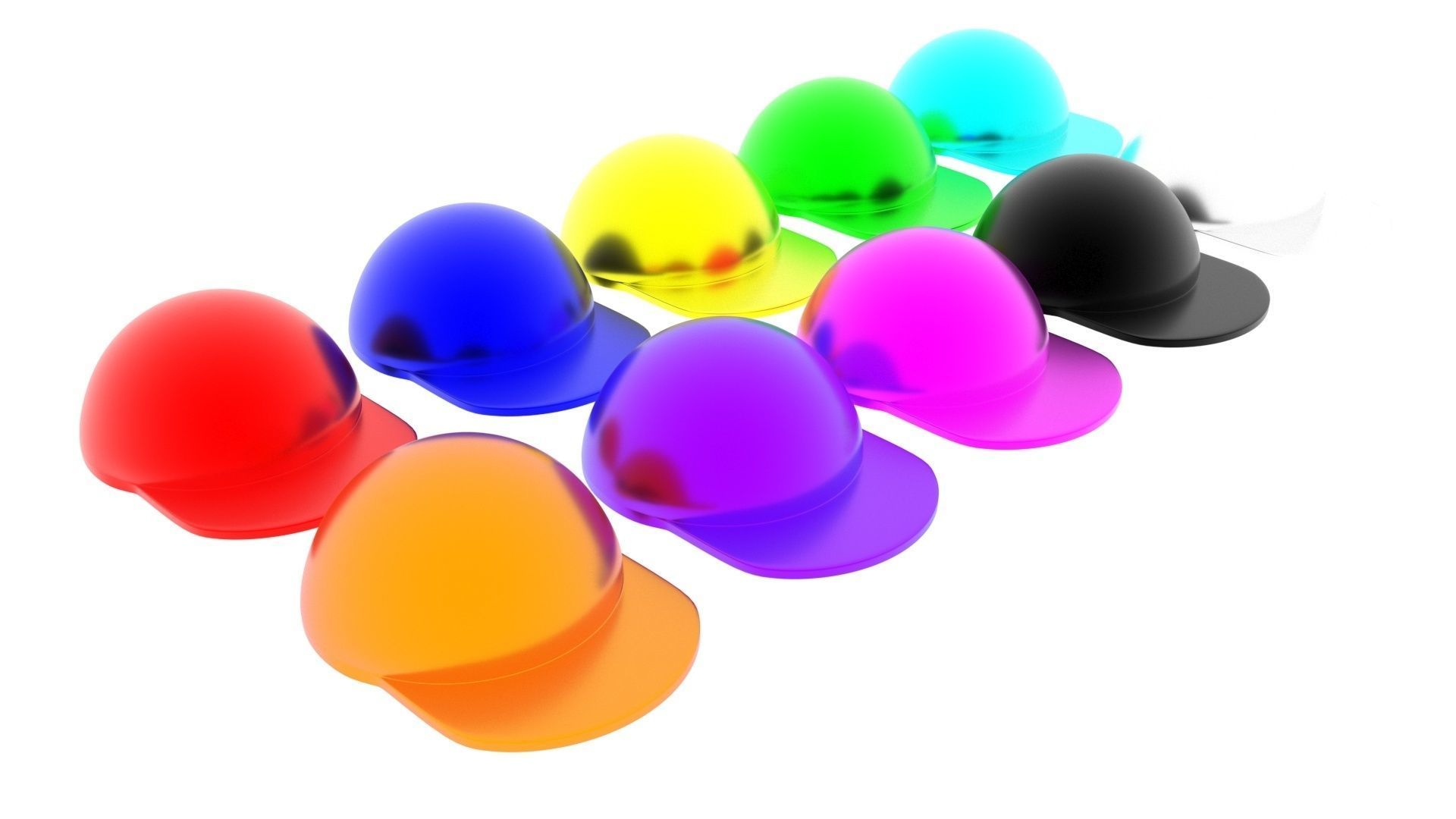 Colored Metal Lego Caps Set 3D model_9