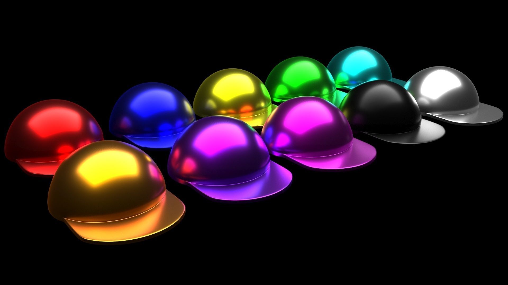 Colored Metal Lego Caps Set 3D model_8