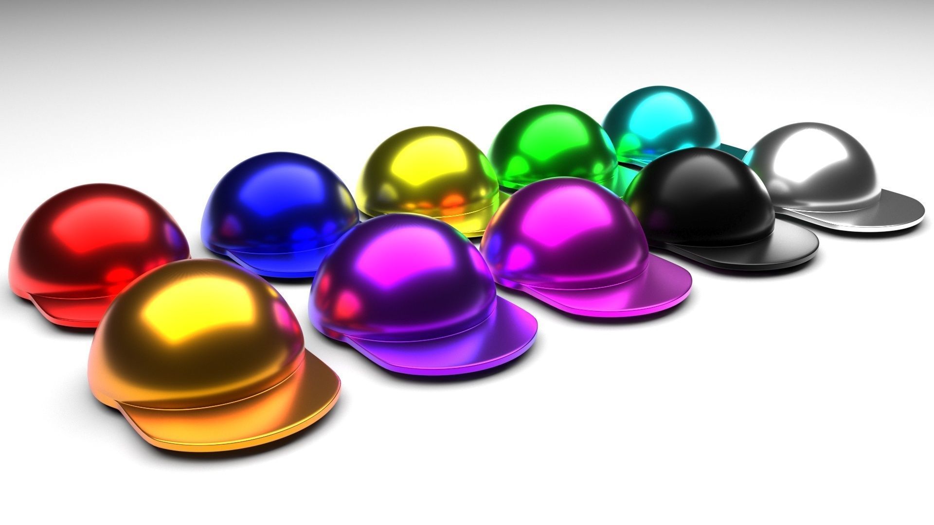 Colored Metal Lego Caps Set 3D model_6