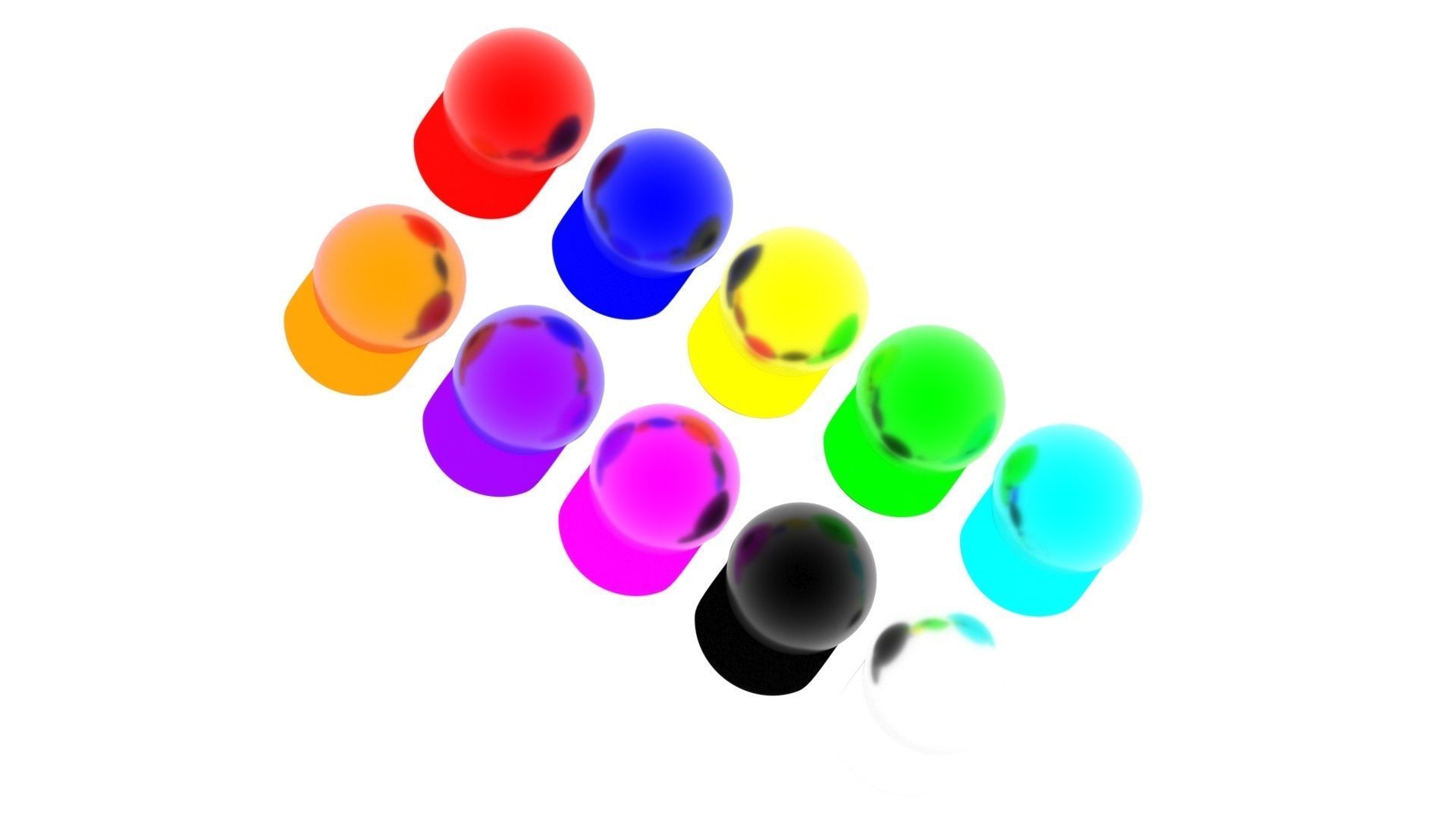 Colored Metal Lego Caps Set 3D model_10