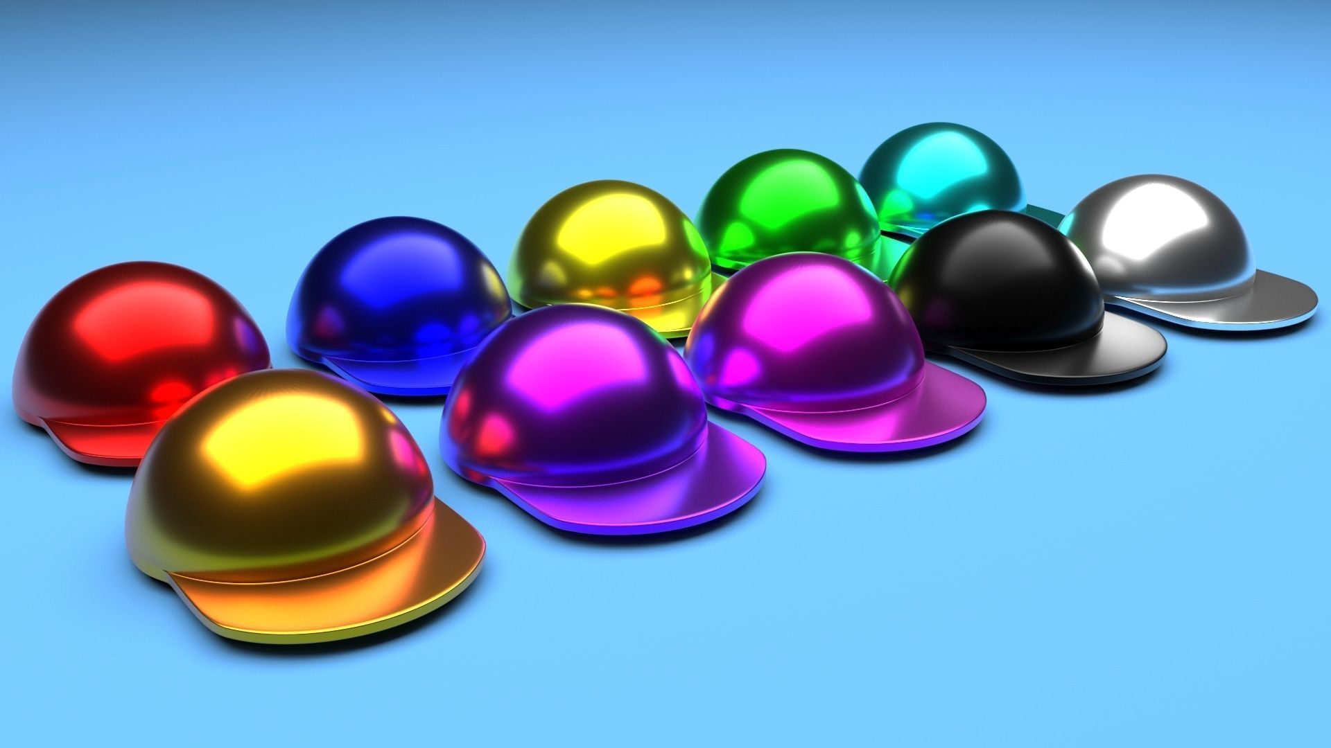 Colored Metal Lego Caps Set 3D model_7