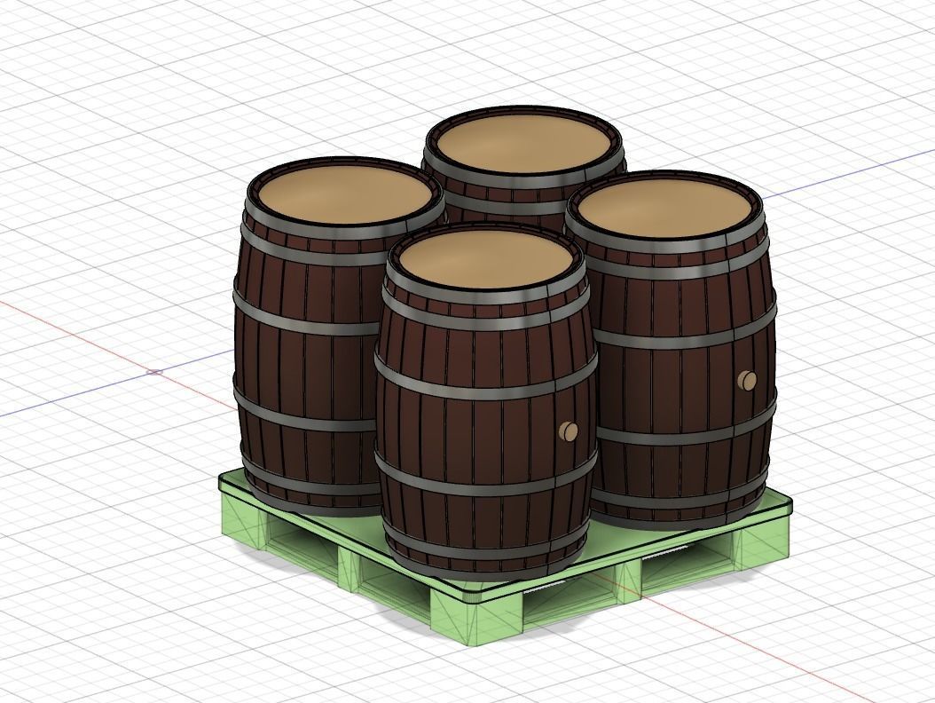 Model Railway - Beer Whisky Barrels - Kegs - Wooden 3D print model_2