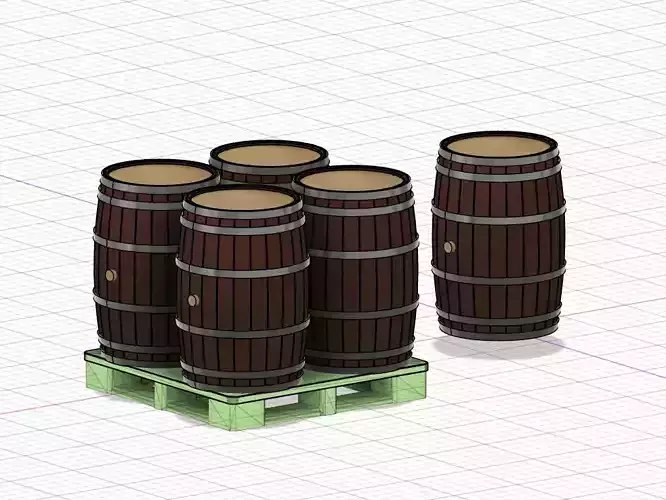 Model Railway - Beer Whisky Barrels - Kegs - Wooden 3D print model