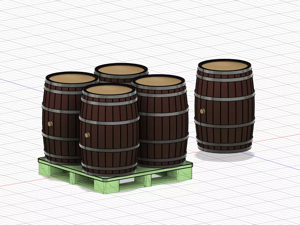 Model Railway - Beer Whisky Barrels - Kegs - Wooden 3D print model_0